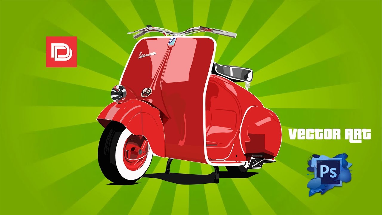 Vector Vexel Art Vespa menggunakan Adobe Photoshop (Speed Art)