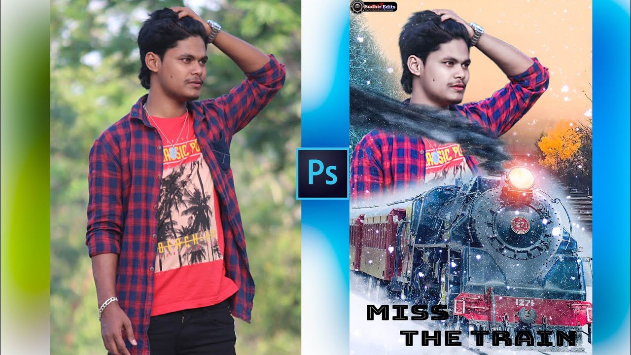 Photoshop Manipulation Tutorial | Miss The Train Photo Editing Tutorial | Step by Step Hindi Tutoria