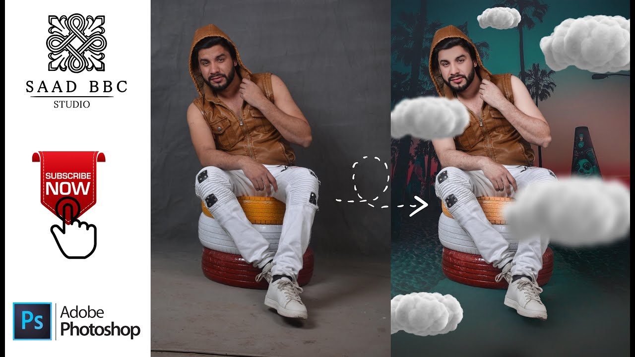 Photoshop cc Tutorial How to edit indoor Portrait Design Add cloud Full Tutorial