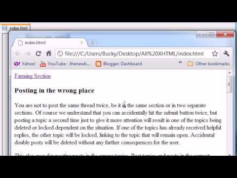 XHTML and CSS Tutorial - 7 - Creating a Link Within a Web Page