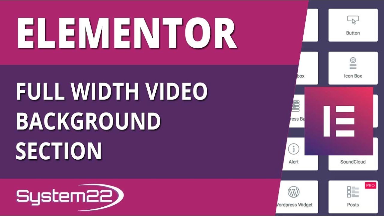 Elementor WordPress Plugin Full Width Video Background Section