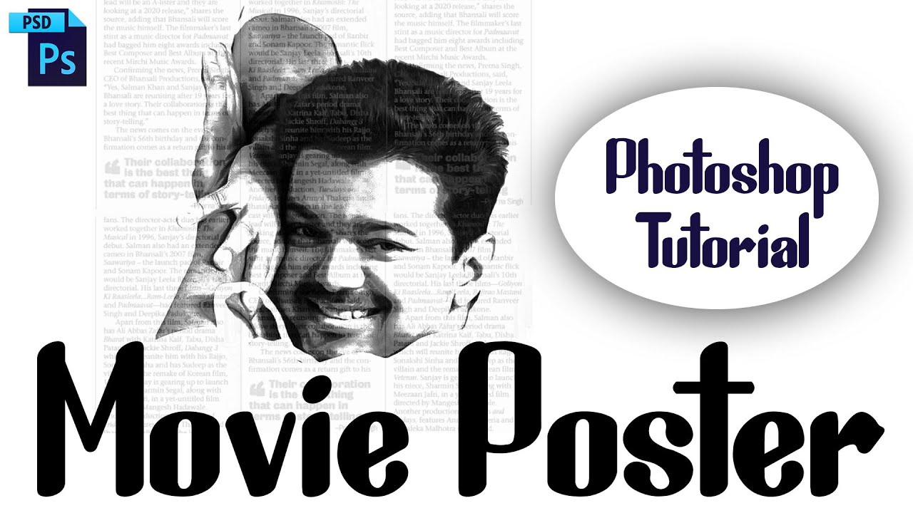 Photoshop Tutorial : Portrait Text Effect | Kaththi movie poster effect