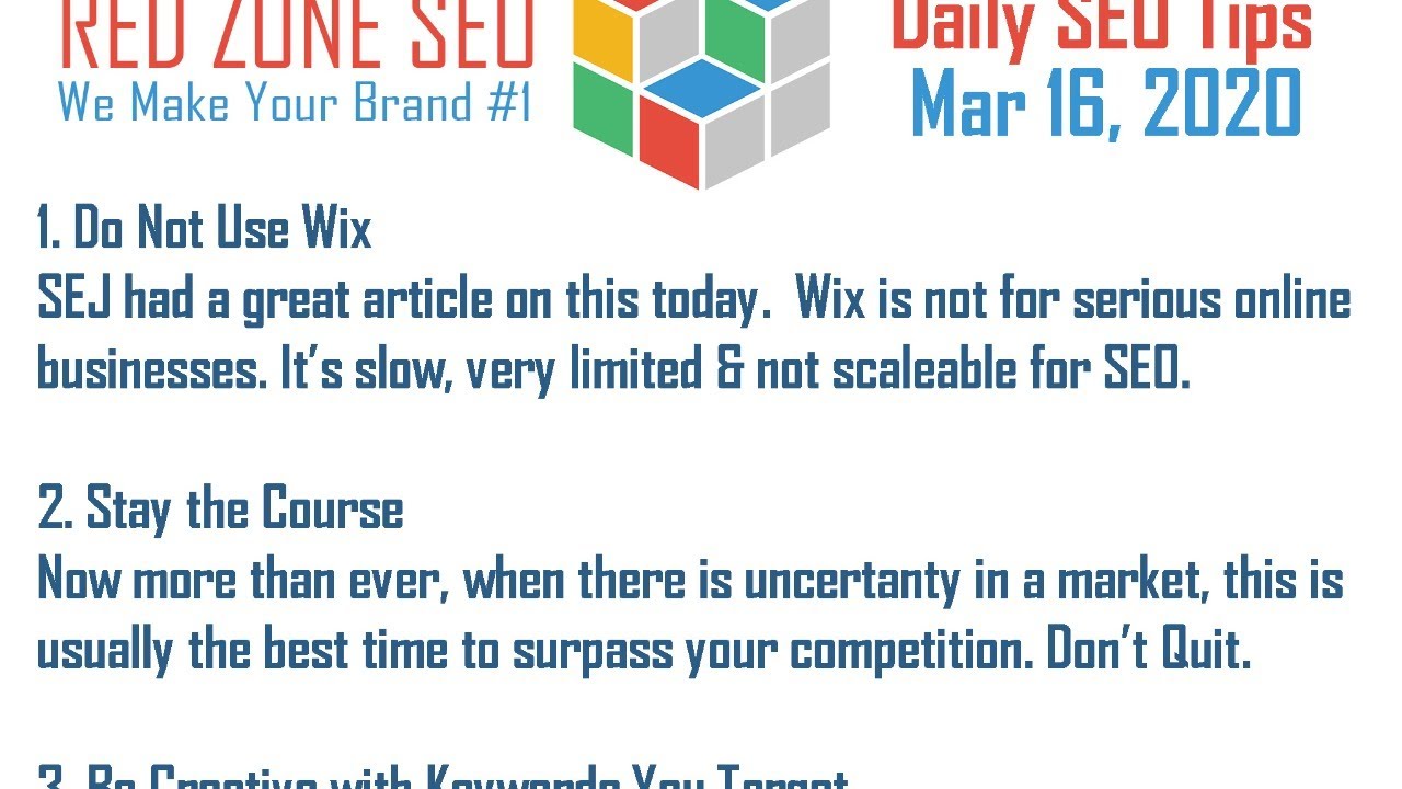 Daily SEO Tips - March 16, 2020