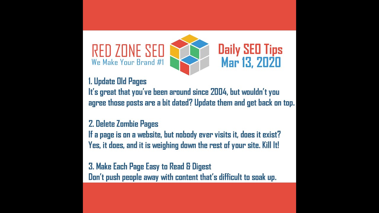 Daily SEO Tips - March 13, 2020