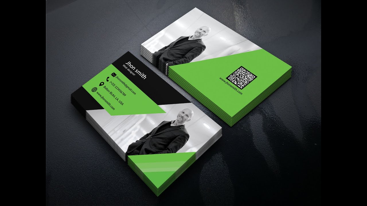 Business Card Design in Adobe Photoshop || green & Black || Front side