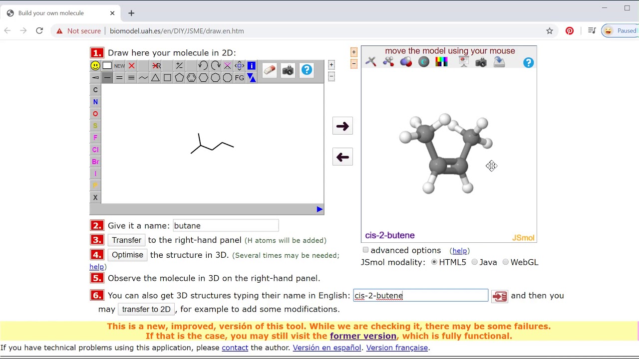 Tutorial: How to Build Your Own Molecule UAH JSME