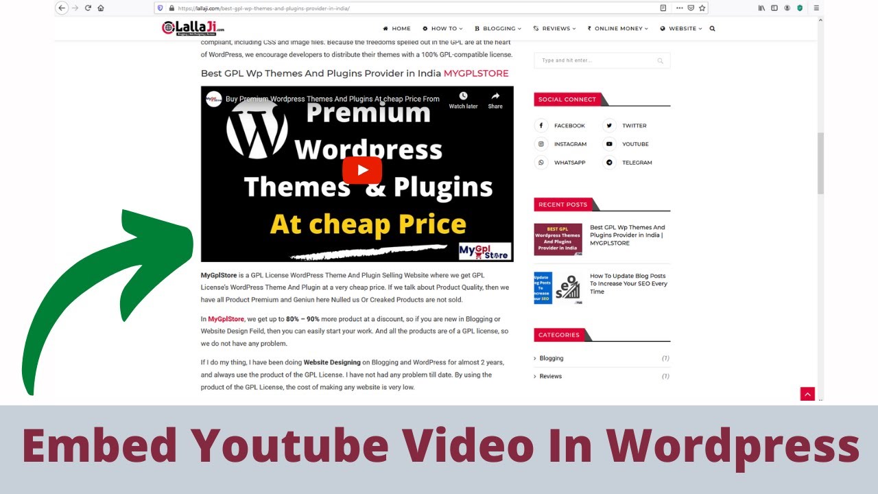 How To Embed YouTube Videos In Wordpress Post Hindi Tutorial | Lallaji Tutorials