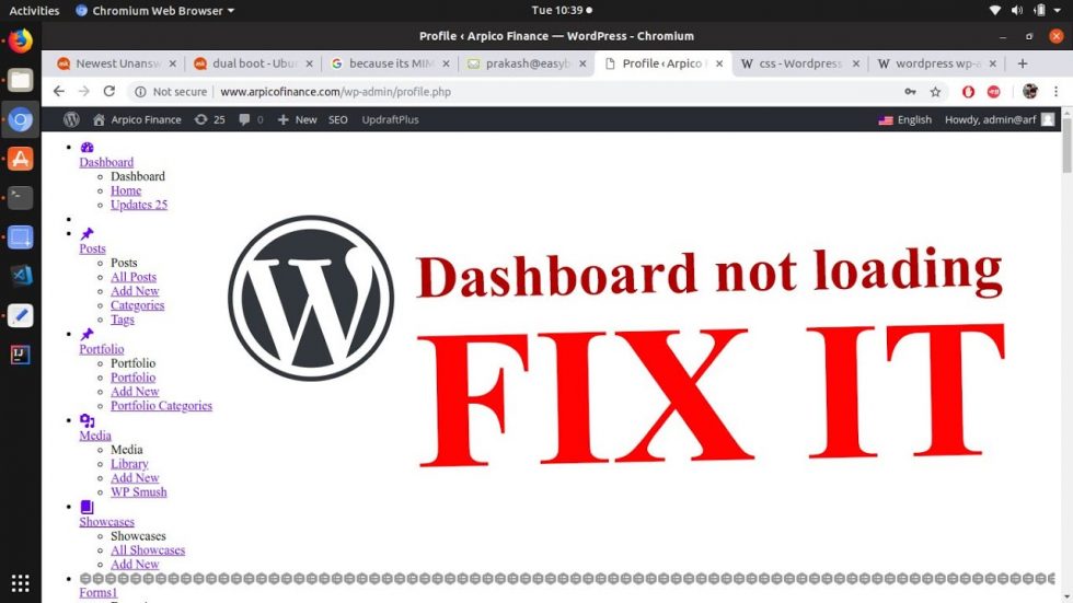 Wp-admin Dashboard Area Not Loading Css? – How I Fix It | Dieno Digital ...