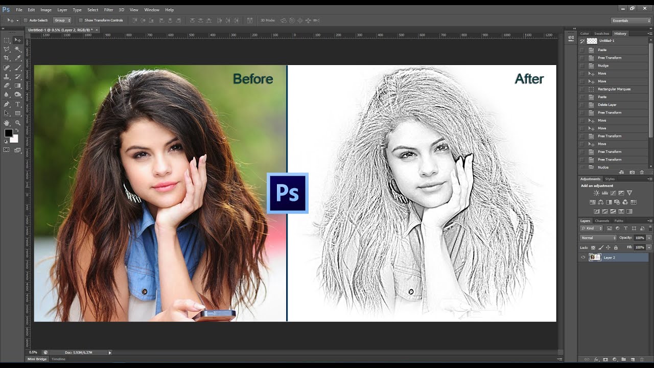 Photoshop Tutorial Pencil Sketch On Photoshop How To Transform Photos 