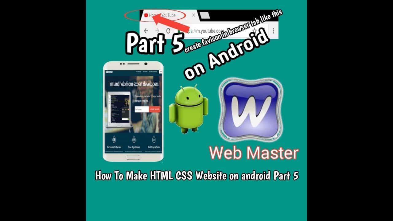 [How To make HTML CSS website on android part 5] Create favicon in Browser Tab on android