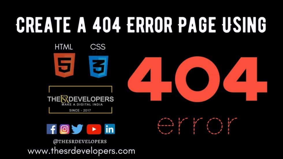 Create A 404 Error Page Using HTML & CSS #thesrdevelopers #webdesign ...