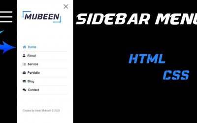 SideBar menu with animated Text using HTML and CSS