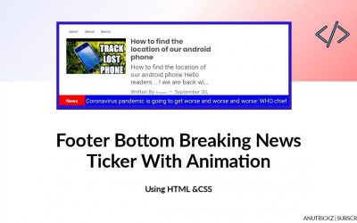 Footer Bottom News Ticker with Animation | html css quick tutorial