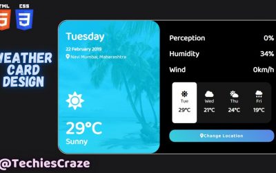 Weather Forecasting Card Design using HTML & CSS | TechiesCraze