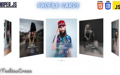 Profile Cards Slider using Swiperjs and Glassmorphism Design UI using HTML & CSS | TechiesCraze