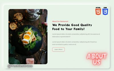 Restaurant Website About Us Section using HTML & CSS | TechiesCraze