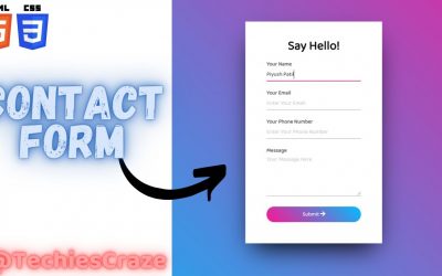 Contact Form with Gradient Background using HTML & CSS | TechiesCraze