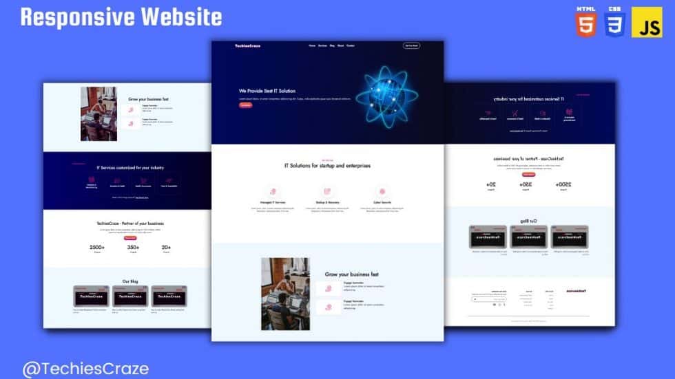 How To Make Complete Responsive Website Using HTML & CSS | TechiesCraze ...