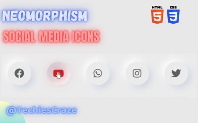 Social Media Icons with Neomorphism Effect using HTML & CSS | TechiesCraze