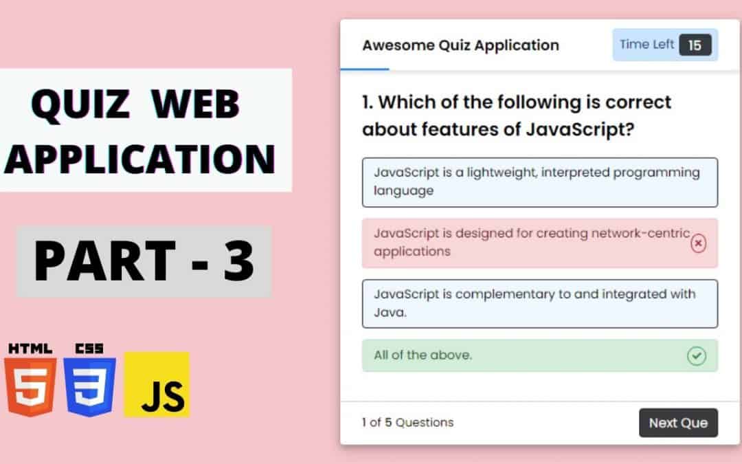 Create a Quiz App with Timer Using HTML CSS & JavaScript || Quiz App Using JavaScript || (Part 3)