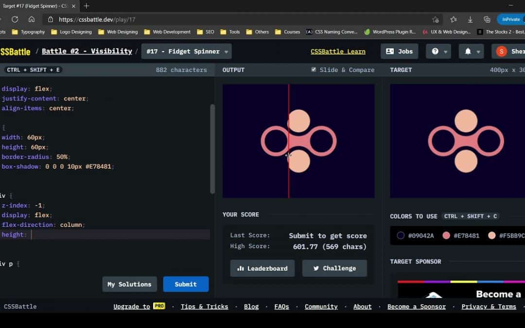 CSS Battle Target #17 | Fidget Spinner | All cssbattle.dev solutions