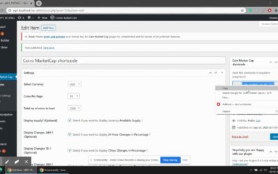 Coin Market Cap WordPress plugin  – Setup