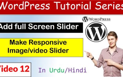 WordPress tutorial part 12 | how to add full screen slider | add full width image slider  wordpress