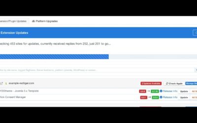 How quick to check 453 Joomla and WordPress sites for Plugin and Extension updates?