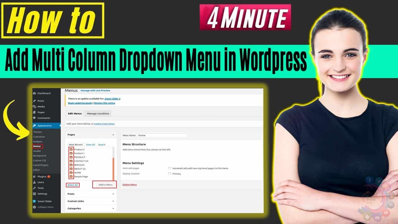 How to add multi column dropdown menu in wordpress 2022