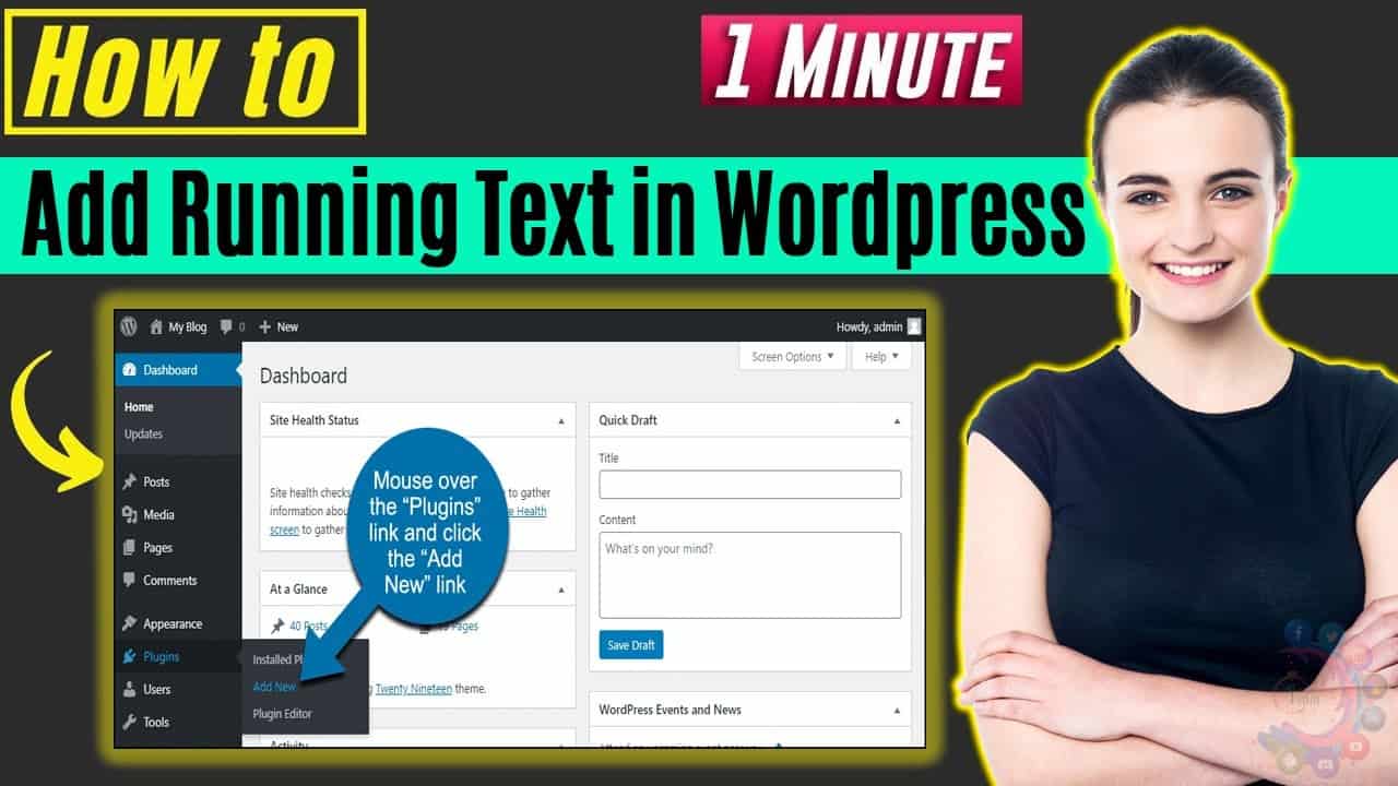 How to add running text in wordpress 2022