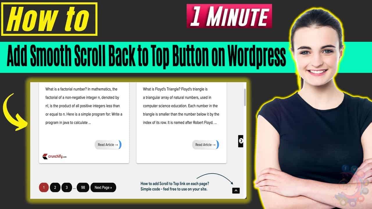 How to add smooth scroll back to top button on wordpress 2022