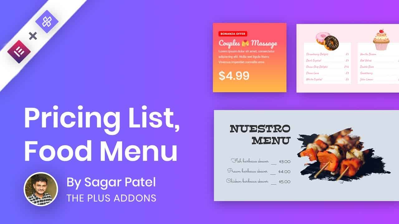 Pricing Table | Food Menu | Restaurant Menu | Service List/Menu using The Plus Addons for Elementor