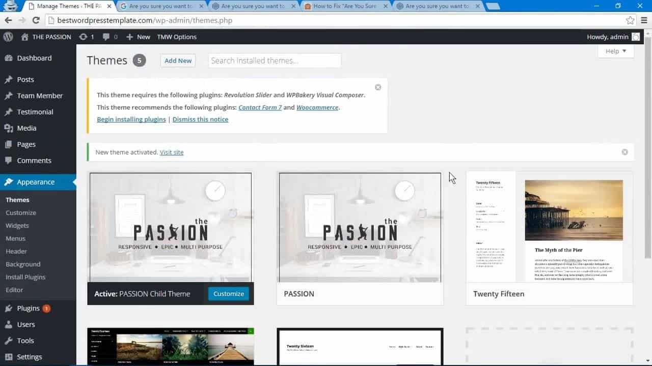 THE PASSION Wordpress Theme Installation Video