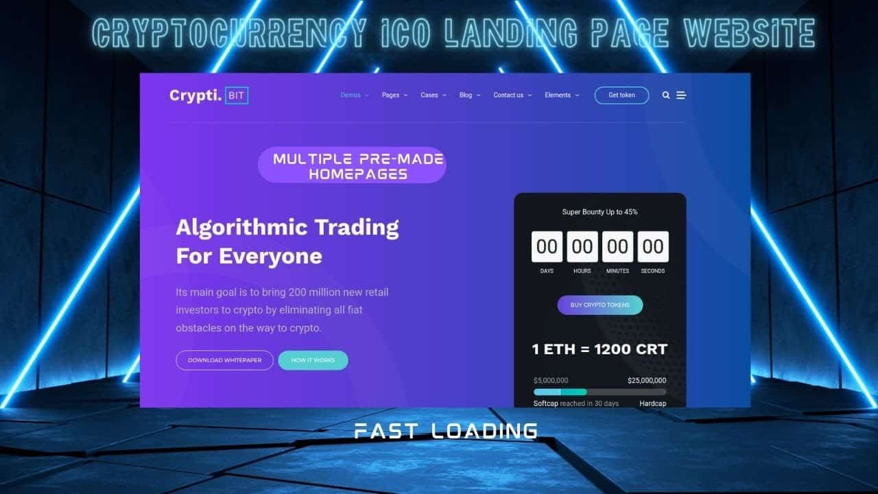 Create Cryptocurrency, ICO IEO Landing Page Website | Blockchain, Crypto | CryptiBIT WordPress Theme