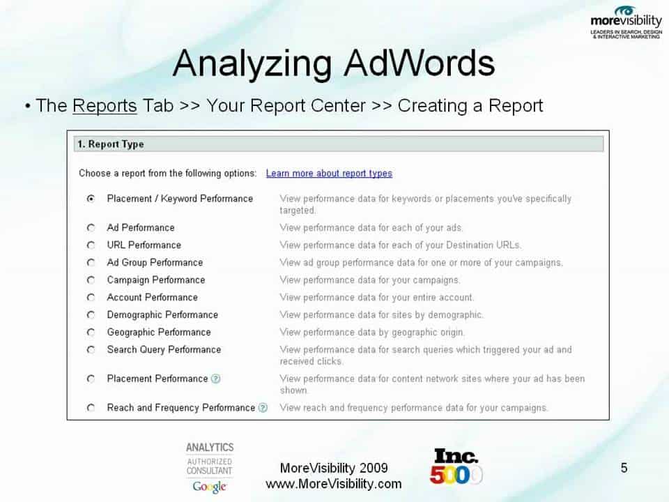 Google AdWords Report Center Tutorial