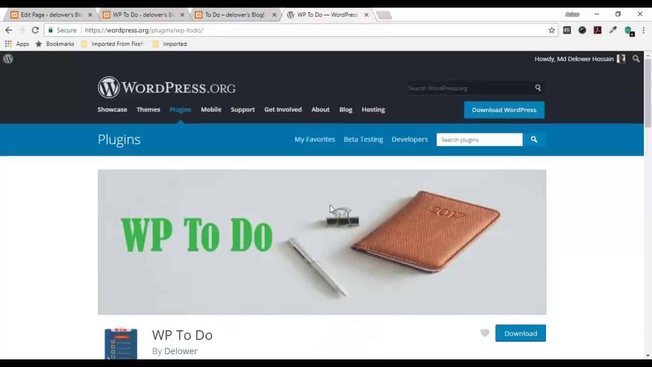 "WP To Do" Wordpress Plugin Demo