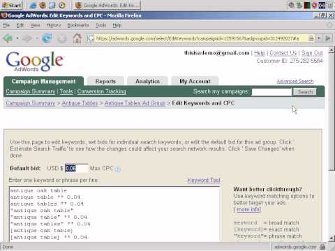 Google Adwords Tutorial - How To Add Keywords To Your Adwords Advertising Campaigns