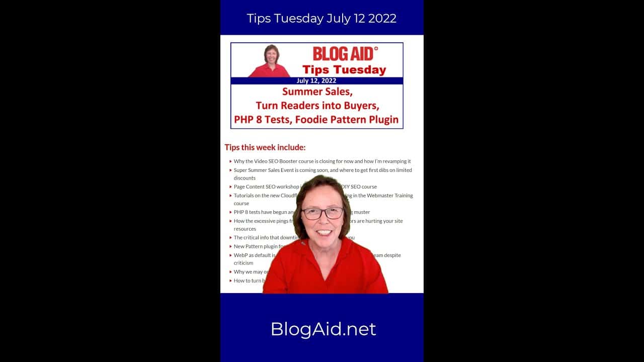 Tips Tuesday – Summer Sales, Turn Readers into Buyers, PHP 8 Tests, Foodie Pattern Plugin