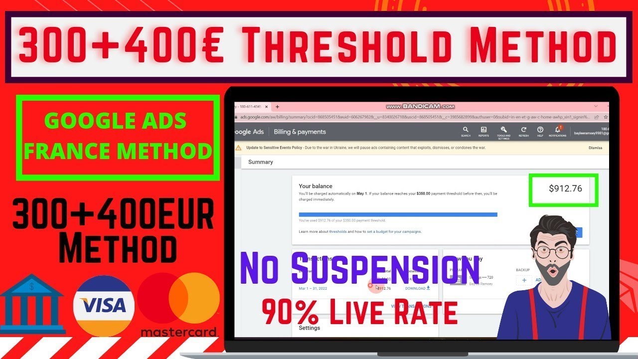 Google Ads Threshold Method | Google Ads 350$ and 300€ Threshold Method | June 2022 Updated Trick