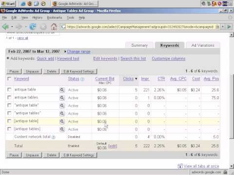 Google Adwords Tutorial - How To Make Bid Changes In Your Adwords Advertising Campaign