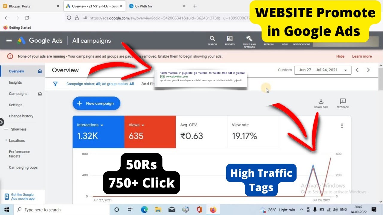 How To Promote Website On Google Ads | High traffic keywords | Create Ads On Google AdWord#Technonir