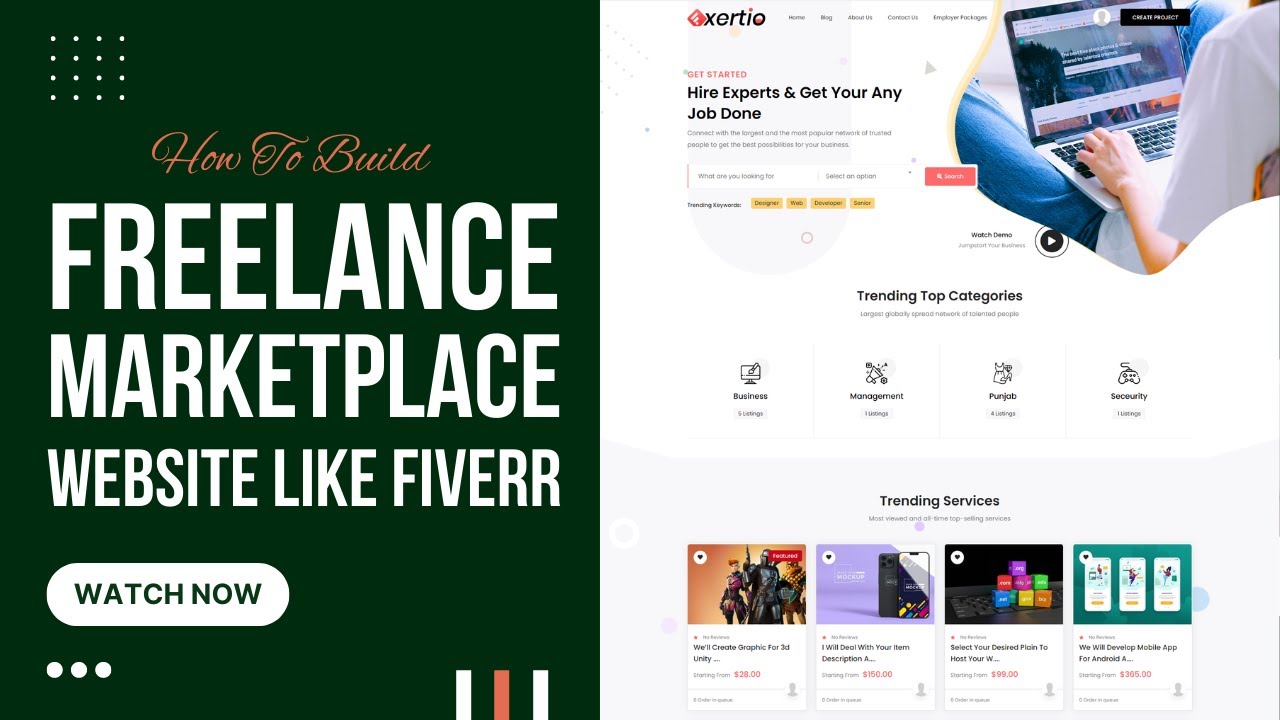 How To Create Freelance Marketplace Website like Fiverr Using Elementor & Exertio WordPress Theme