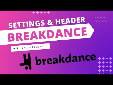 Breakdance page builder settings and header build.