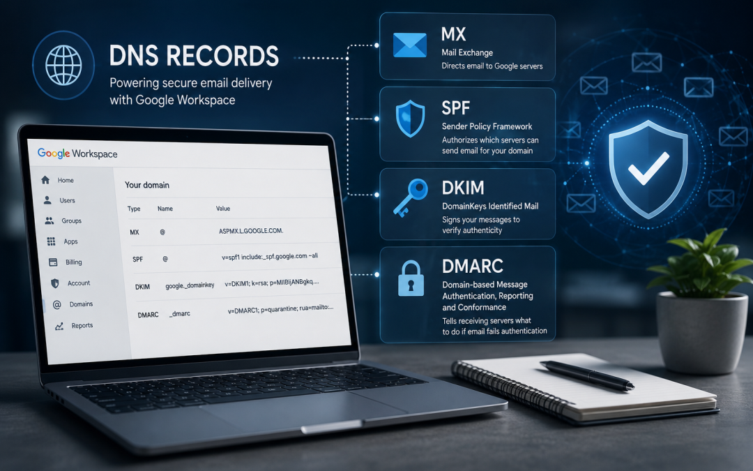 Google Workspace DNS Setup Explained: MX, SPF, DKIM and DMARC